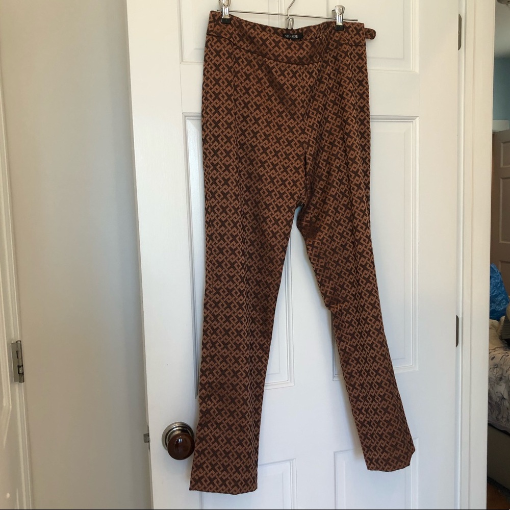Nic and Zoe copper jacquard side-zip pants